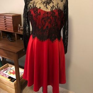 Size 18 red dress with lace insert